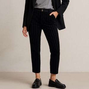 Anthropologie Cartonnier Black Velvet Pin Stripe Pants Size 8